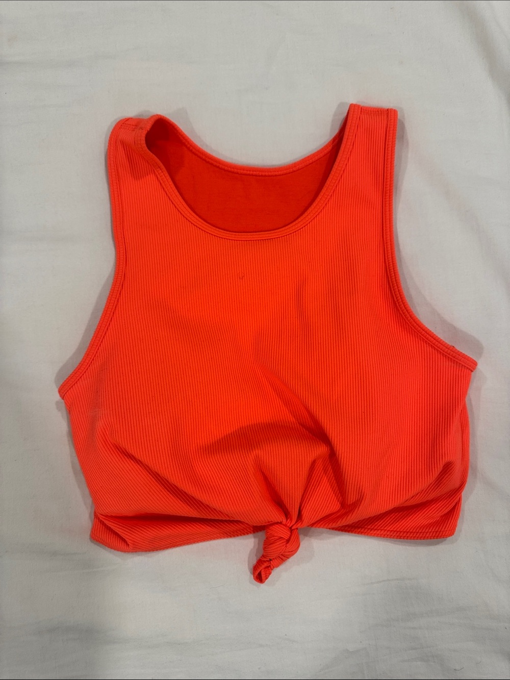 GAP Ribbed Tank with Front Knot - Bright Orange